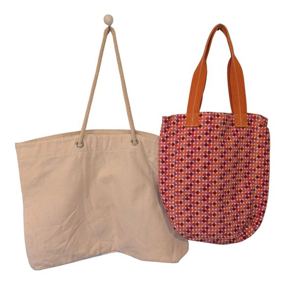 Pink Flamingo Totes Lot Of 2 Beach Pool Casual Colorful Summer Fun Bags - Picture 2 of 10